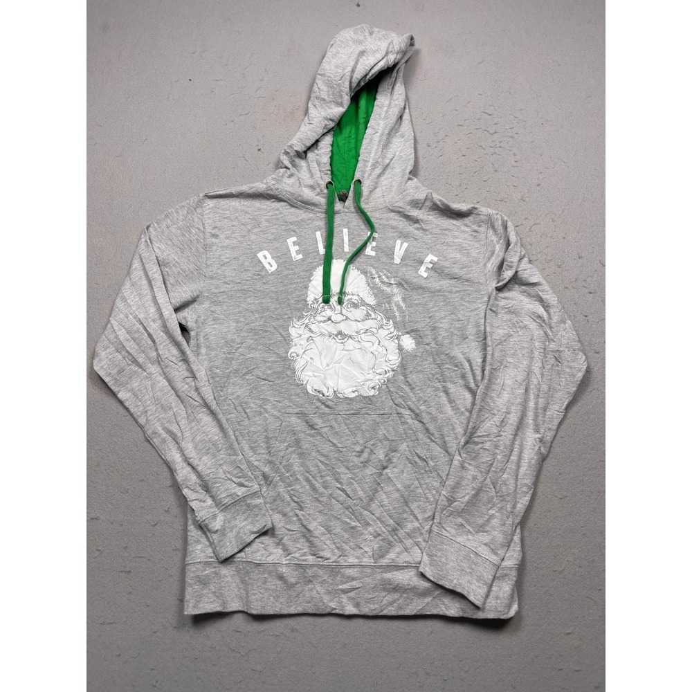 Next Level Apparel Santa Believe Hoodie Unisex Small Gray Christmas Graphic Exc
